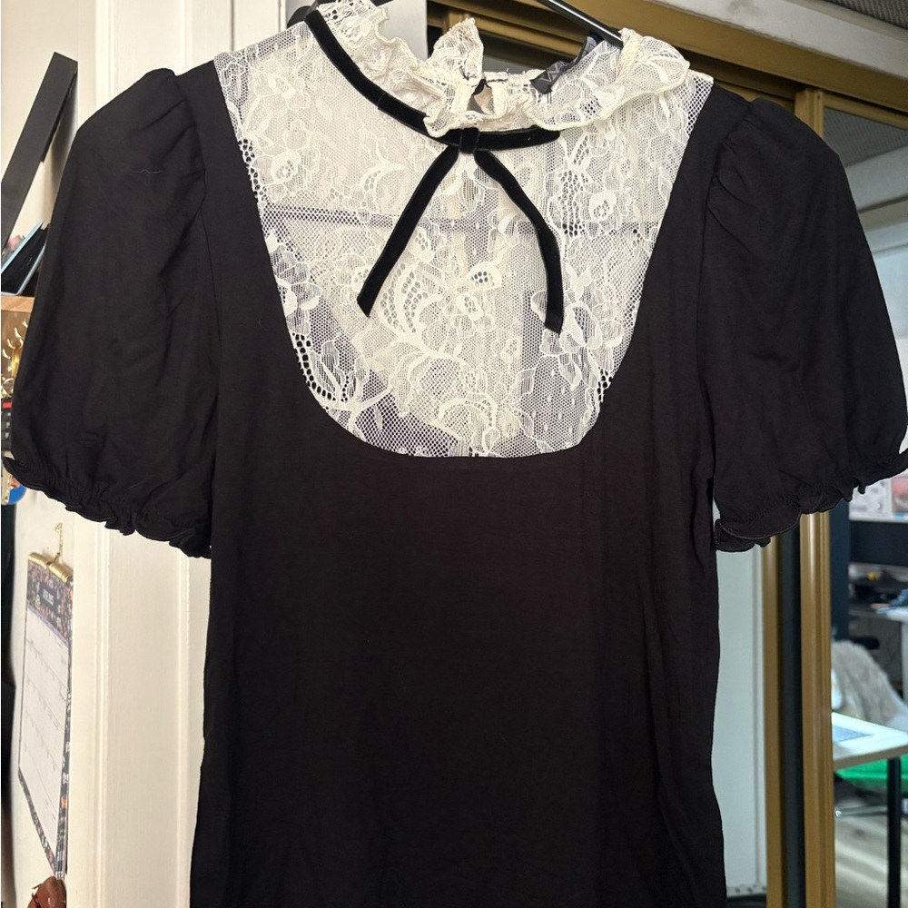 NWT Dolls Kill Black and White Lace Women's Top